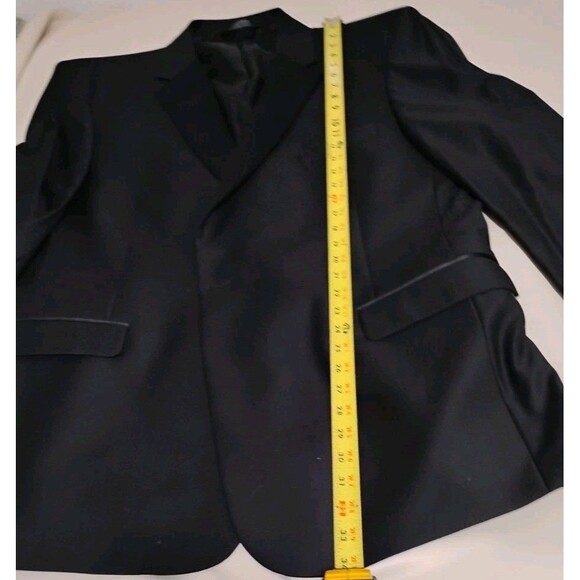Jos A Bank Black Wool Tuxedo Jacket 48LG Center Vent Notch Lapel Blazer - Picture 4 of 9